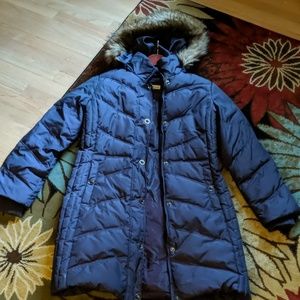 Down Coldwater Creek fur hooded jacket